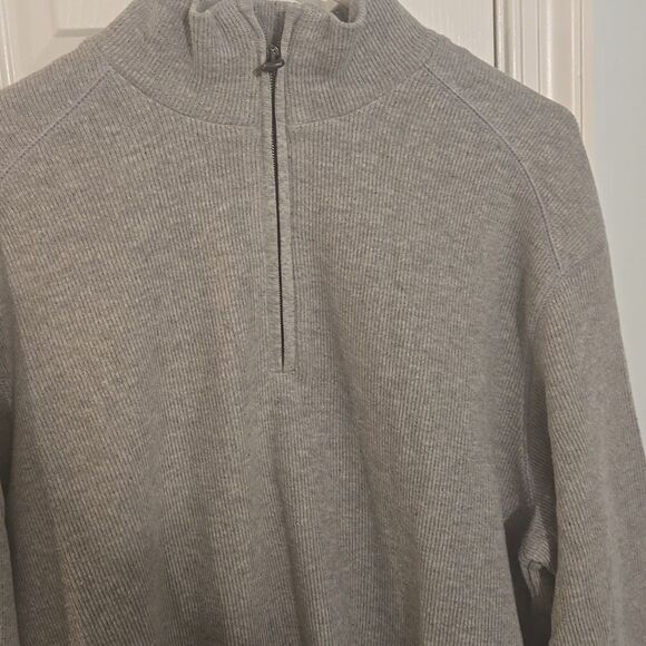 Boss Gray Zip Up Sweater with Quarter Zip and Relaxed Fit - Picture 7 of 8